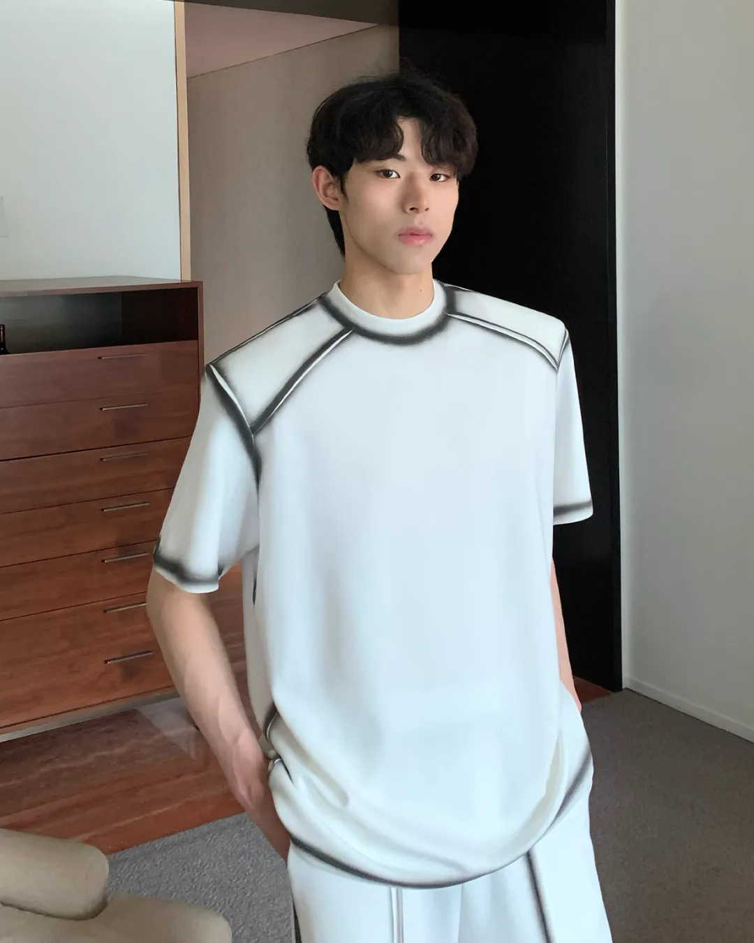 Shoulder Pad T-Shirt / Wide Pants CBJ0079