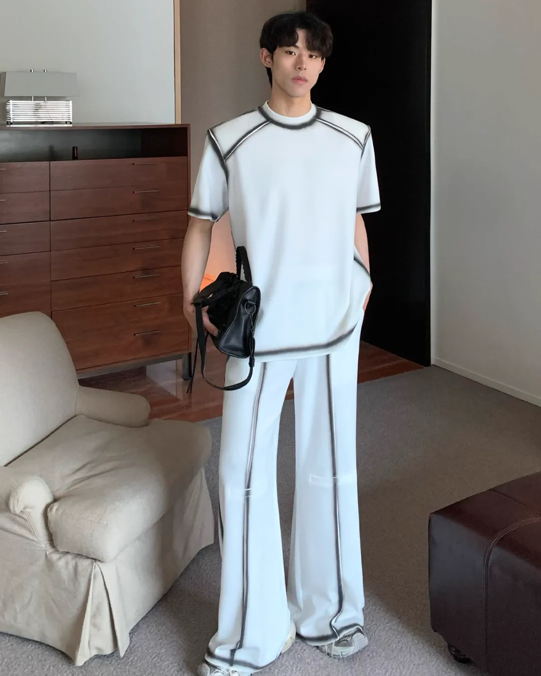 Shoulder Pad T-Shirt / Wide Pants CBJ0079