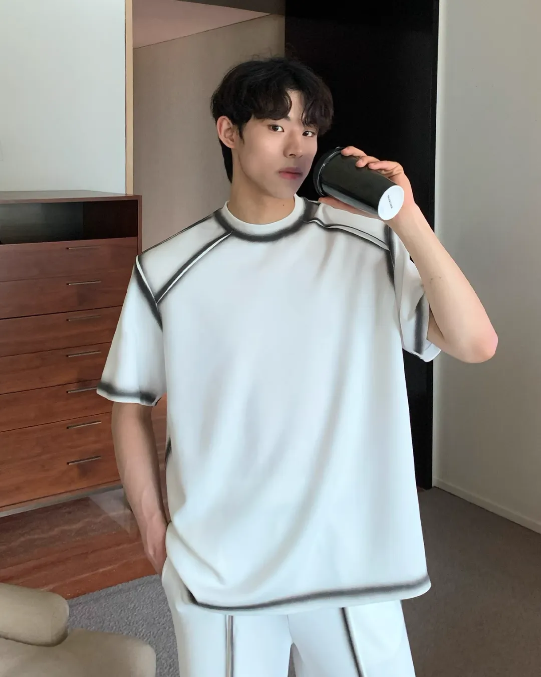 Shoulder Pad T-Shirt / Wide Pants CBJ0079