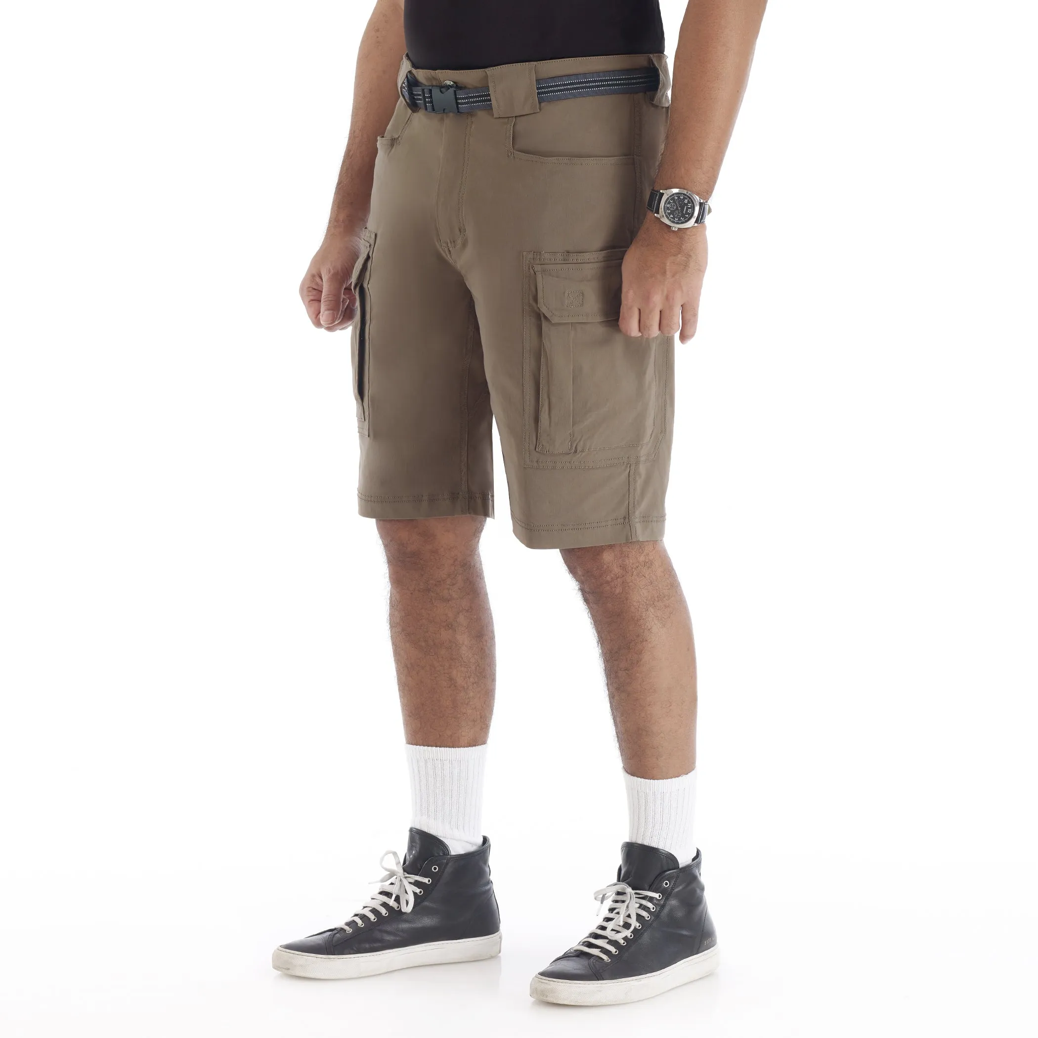 SMITH'S-STRETCH NYLON/SPANDEX BELTED CARGO SHORT