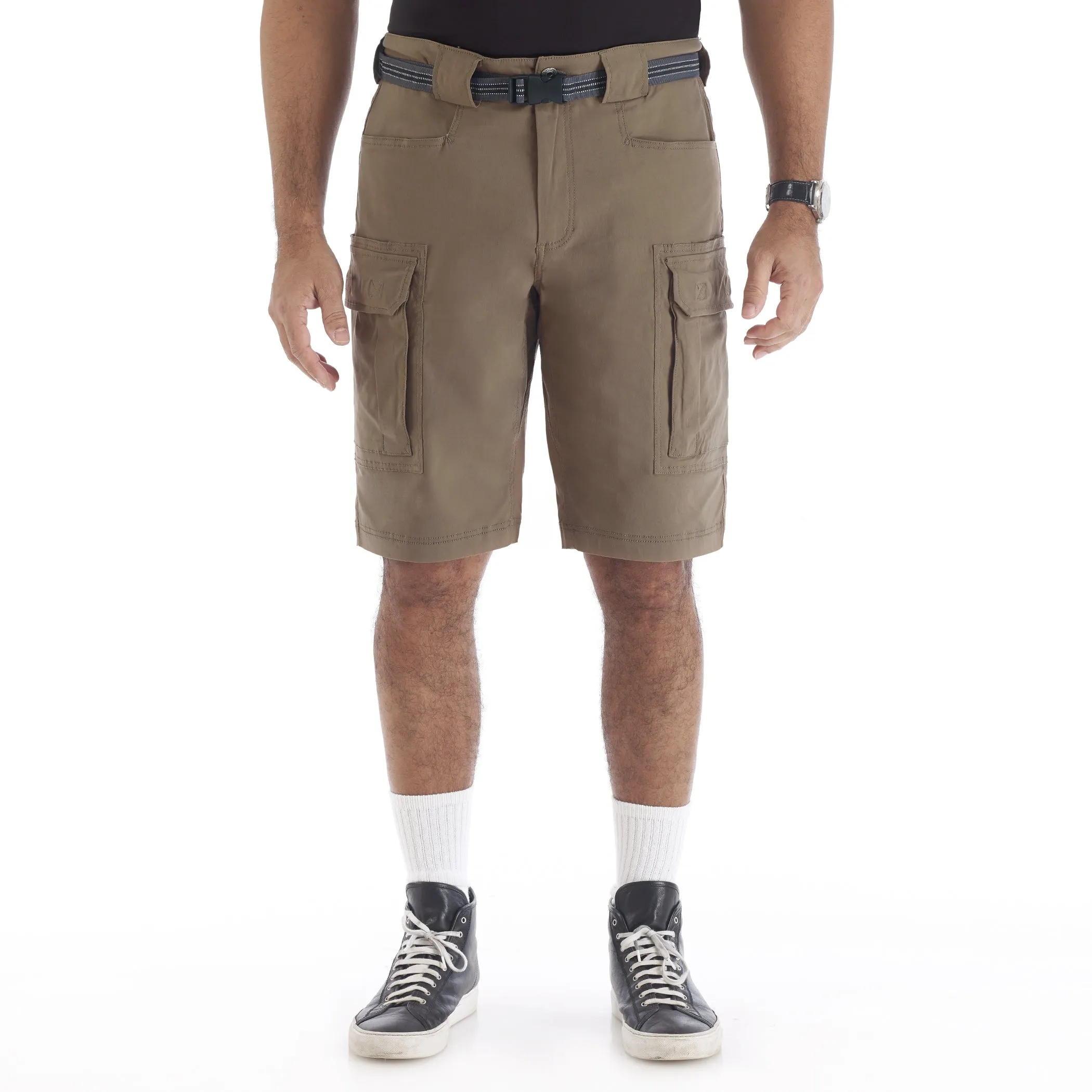 SMITH'S-STRETCH NYLON/SPANDEX BELTED CARGO SHORT