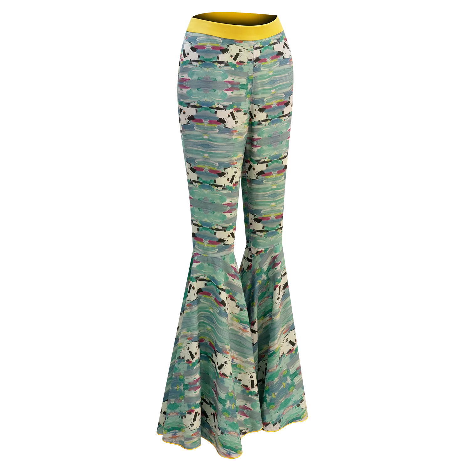 SPARKLE BY KAREN CHAN x HKMoA【LAKE ABODE】100% Silk Cheongsam Flare Pants (彩湖居) (吳冠中)