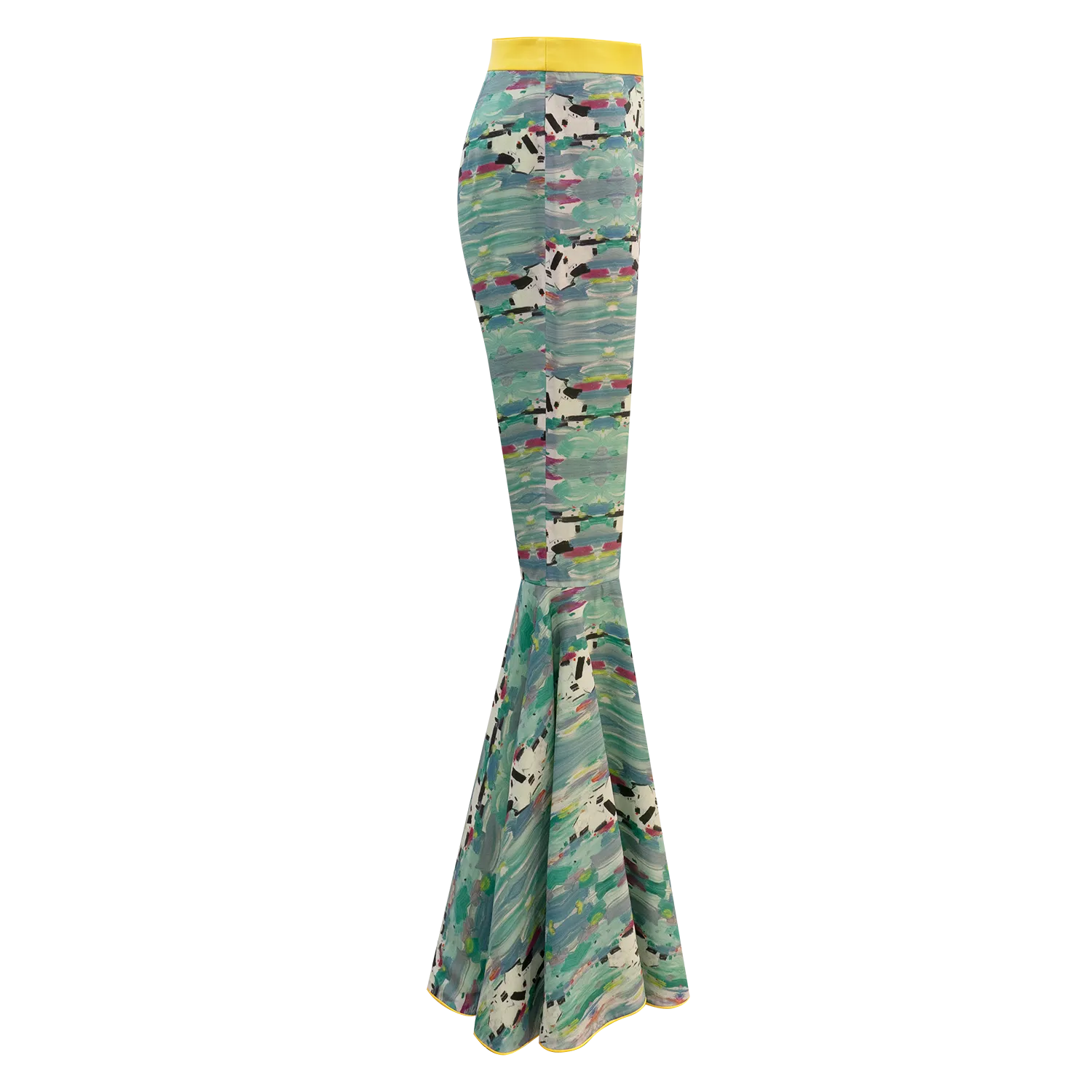SPARKLE BY KAREN CHAN x HKMoA【LAKE ABODE】100% Silk Cheongsam Flare Pants (彩湖居) (吳冠中)