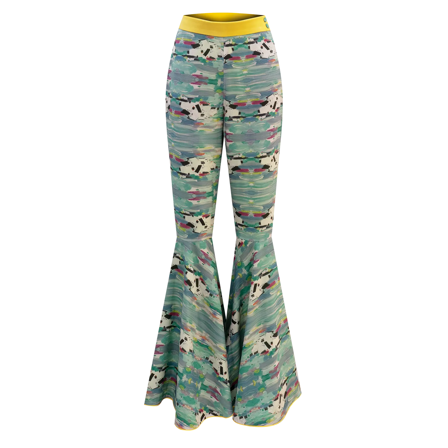 SPARKLE BY KAREN CHAN x HKMoA【LAKE ABODE】100% Silk Cheongsam Flare Pants (彩湖居) (吳冠中)