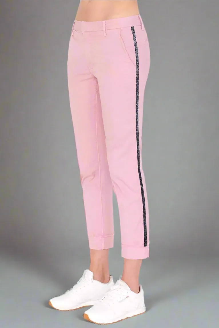 Sundry Glitter Stripe Roll Up Chino Trousers