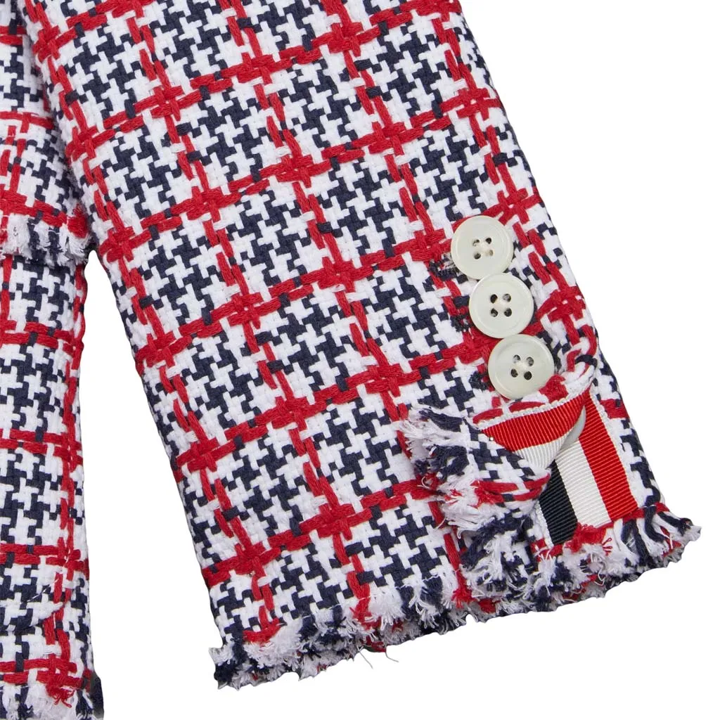 Thom Browne Kids Summer Tweed Fray Sport Coat