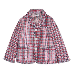 Thom Browne Kids Summer Tweed Fray Sport Coat