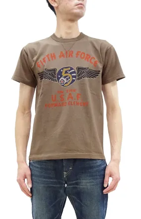 TOYS McCOY T-shirt Men's US Fifth Air Force Military Graphic Short Sleeve Loopwheeled Tee TMC2428 050 Faded-Coyote-Brown