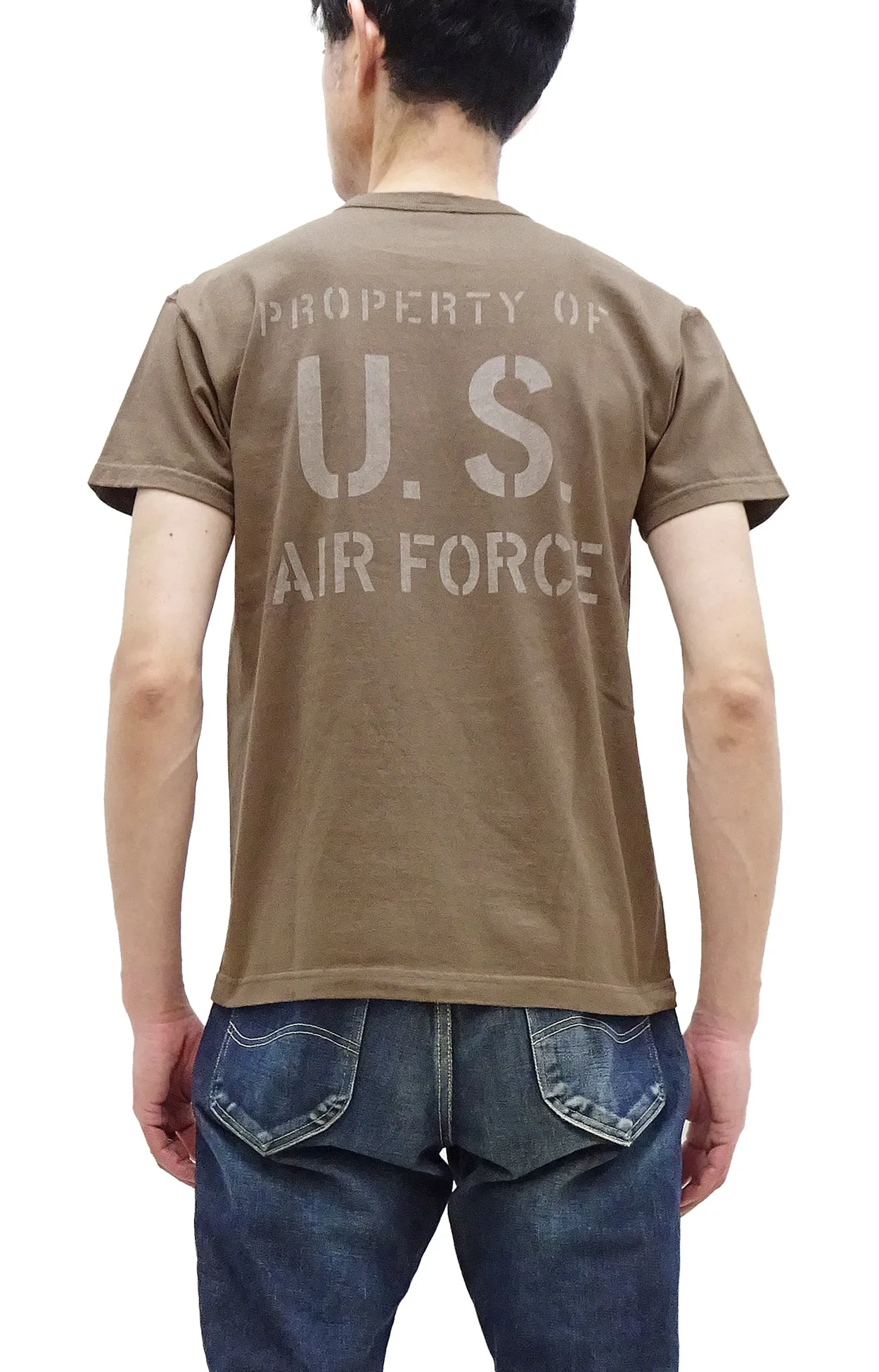 TOYS McCOY T-shirt Men's US Fifth Air Force Military Graphic Short Sleeve Loopwheeled Tee TMC2428 050 Faded-Coyote-Brown