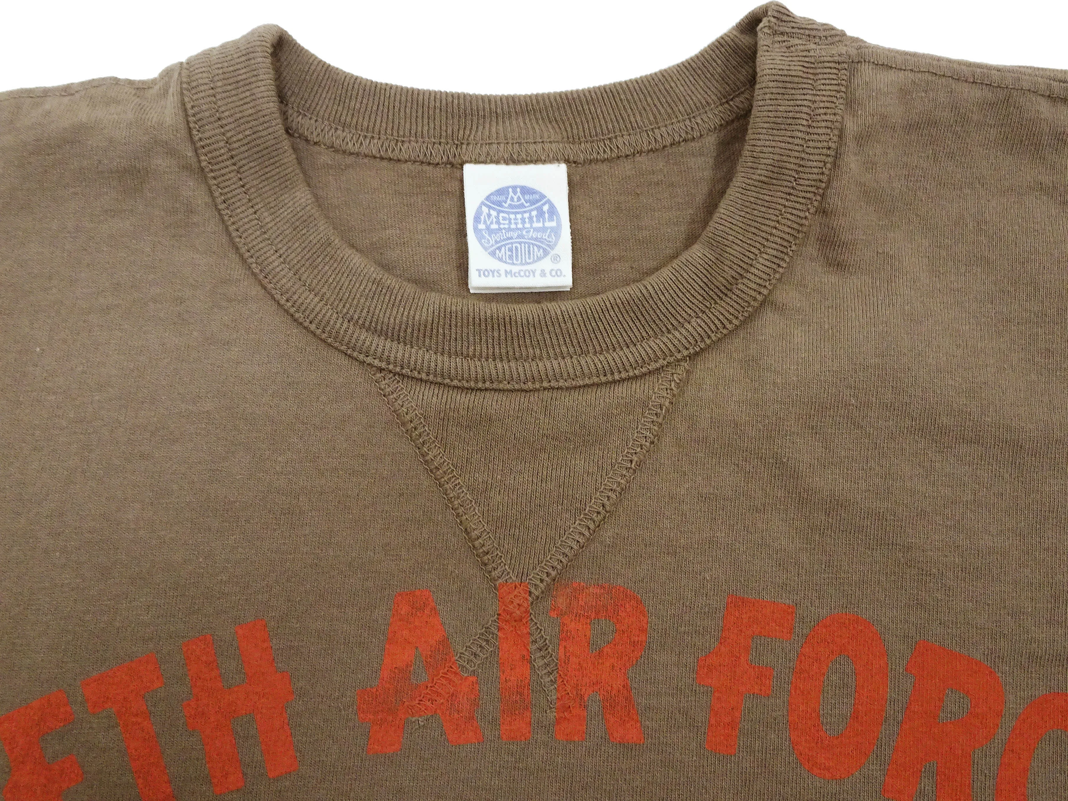 TOYS McCOY T-shirt Men's US Fifth Air Force Military Graphic Short Sleeve Loopwheeled Tee TMC2428 050 Faded-Coyote-Brown