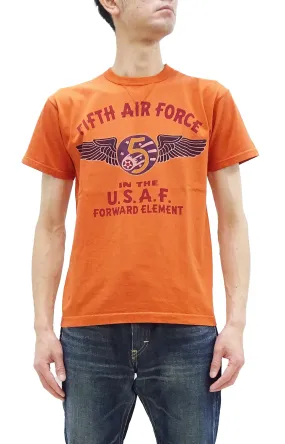 TOYS McCOY T-shirt Men's US Fifth Air Force Military Graphic Short Sleeve Loopwheeled Tee TMC2428 070 Faded-Orange