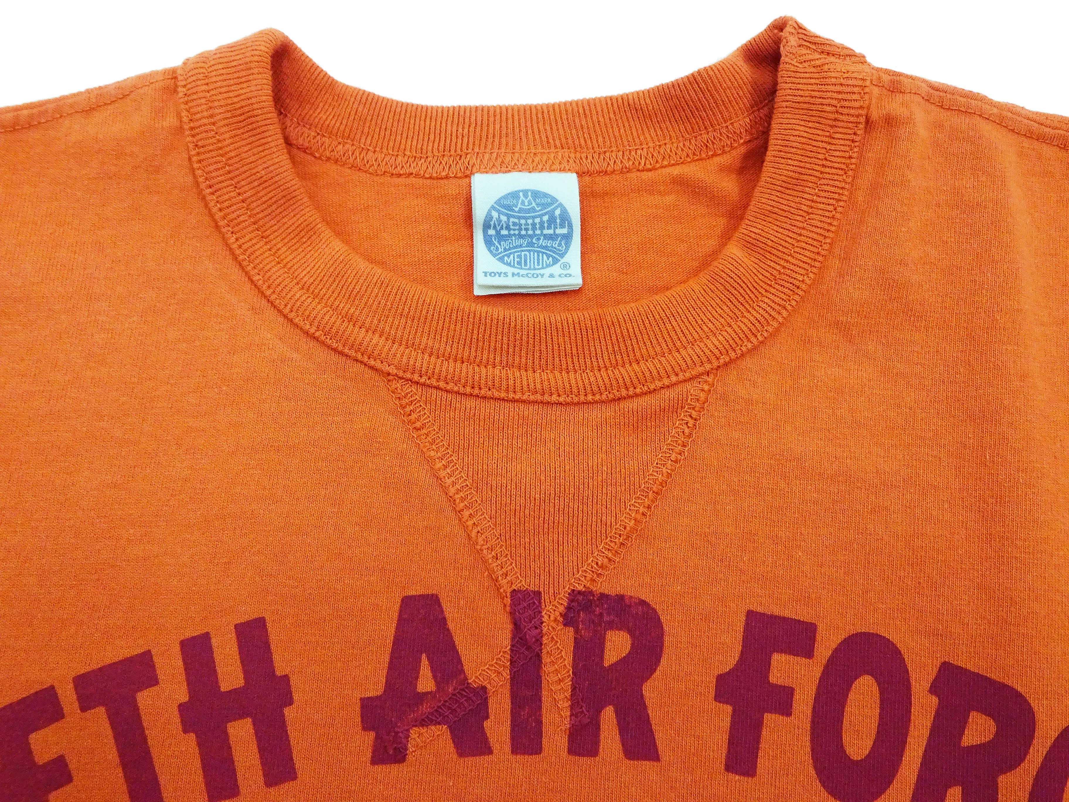TOYS McCOY T-shirt Men's US Fifth Air Force Military Graphic Short Sleeve Loopwheeled Tee TMC2428 070 Faded-Orange