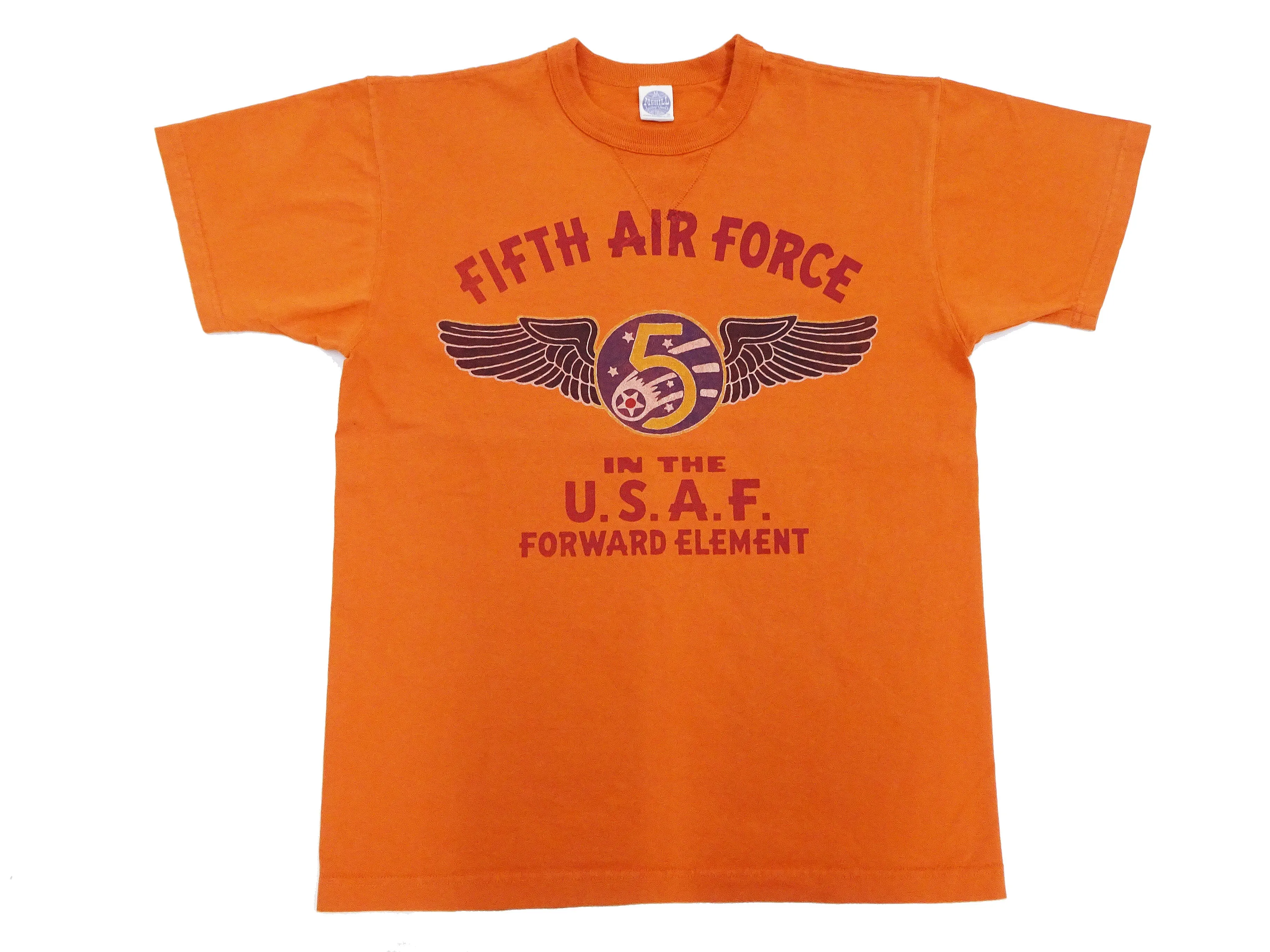 TOYS McCOY T-shirt Men's US Fifth Air Force Military Graphic Short Sleeve Loopwheeled Tee TMC2428 070 Faded-Orange