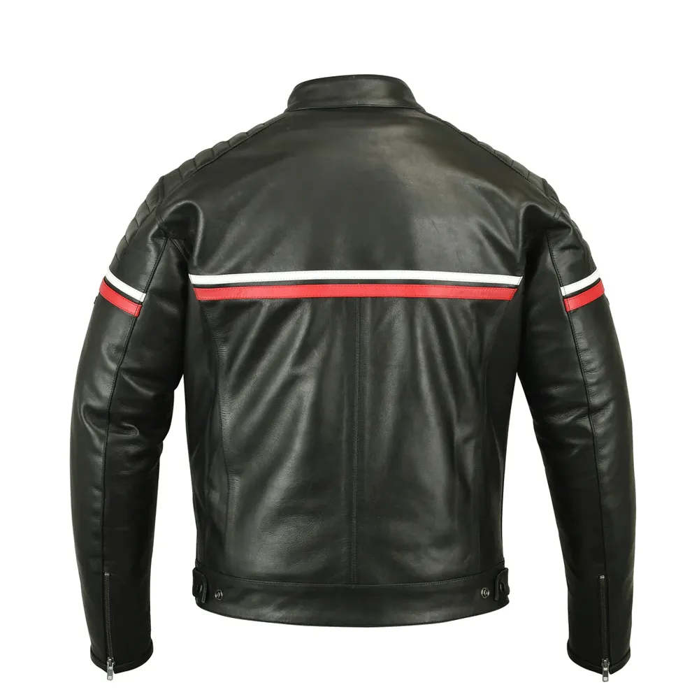 Turbo Men Black Leather Motorcycle Jacket