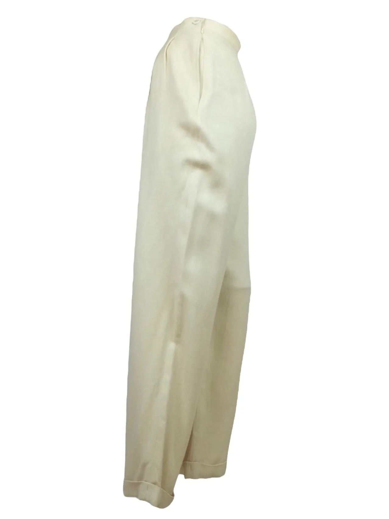 Vintage 80s Mod Preppy Cream High Waisted Pleated Straight Leg Trouser Pants | 27 Inch Waist