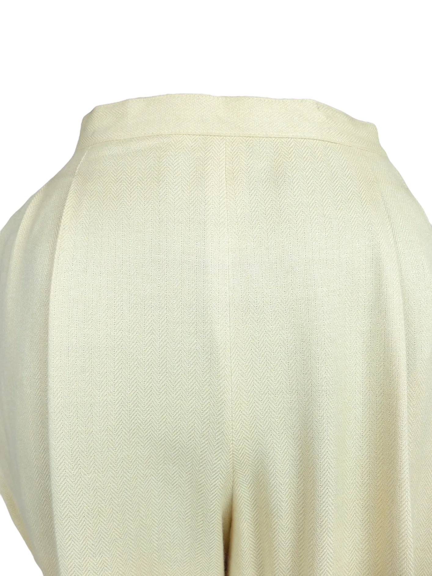 Vintage 80s Mod Preppy Cream High Waisted Pleated Straight Leg Trouser Pants | 27 Inch Waist