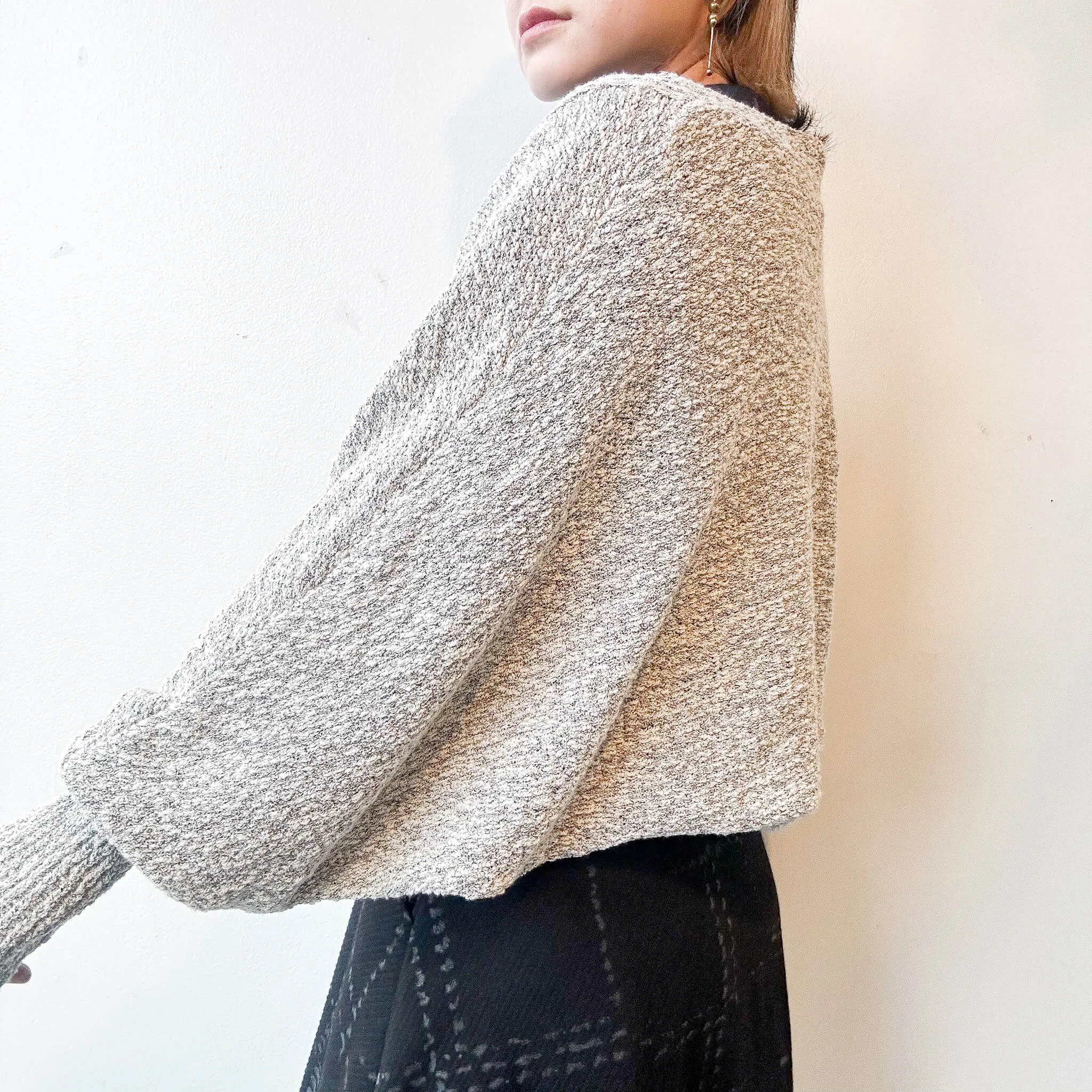 Wagen | Puff Sleeve Cotton Blend Knit Bolero
