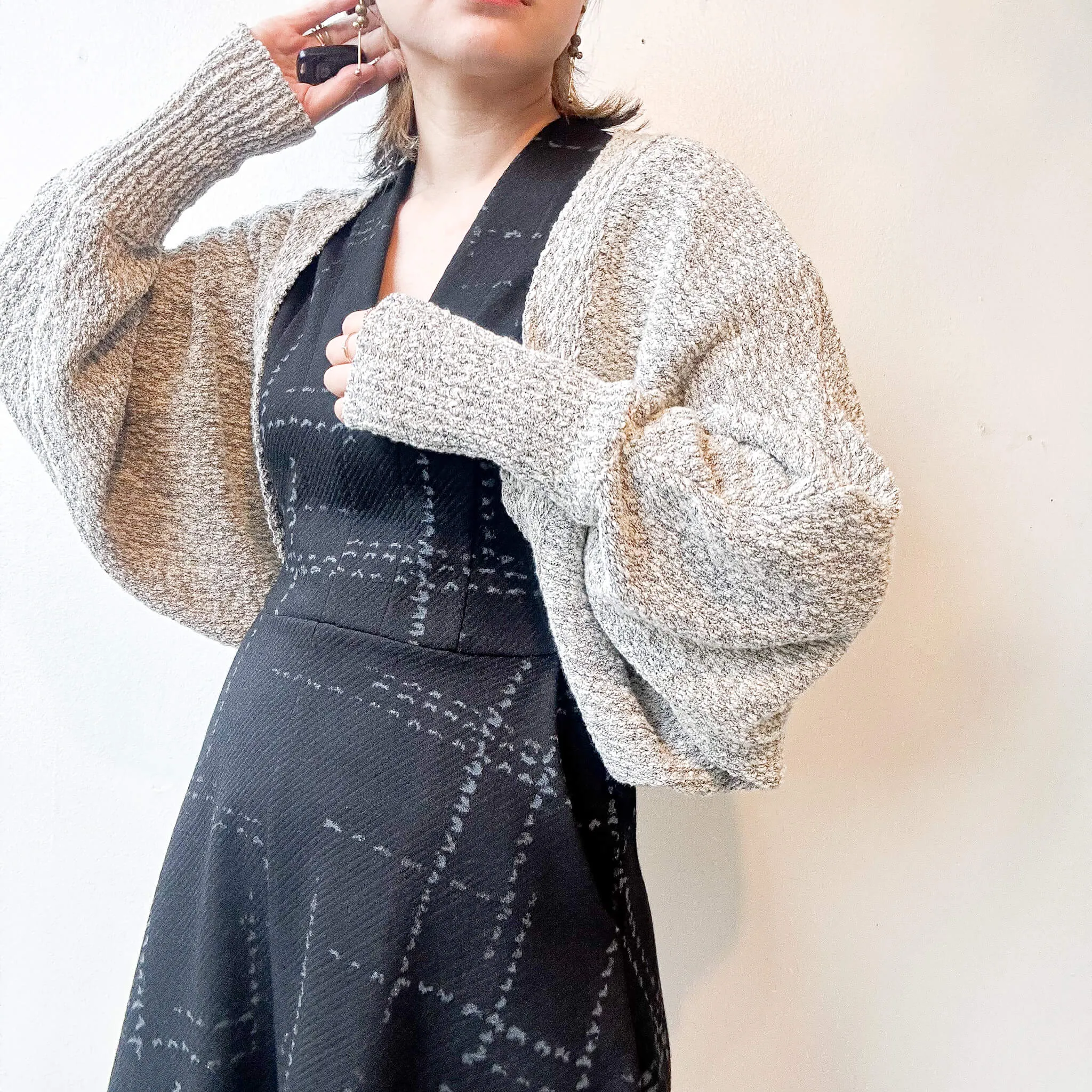 Wagen | Puff Sleeve Cotton Blend Knit Bolero