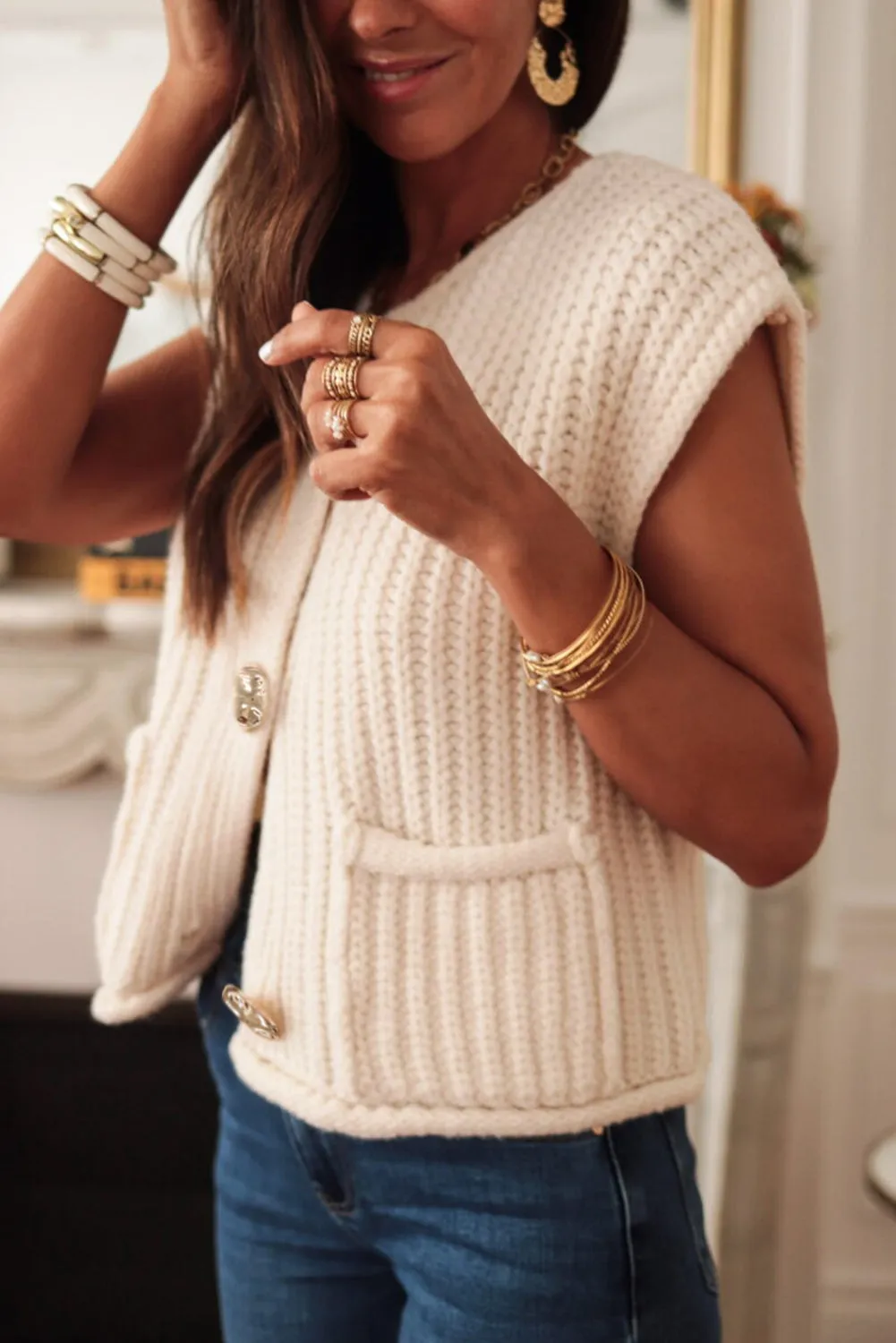 White Knit Sweater Vest