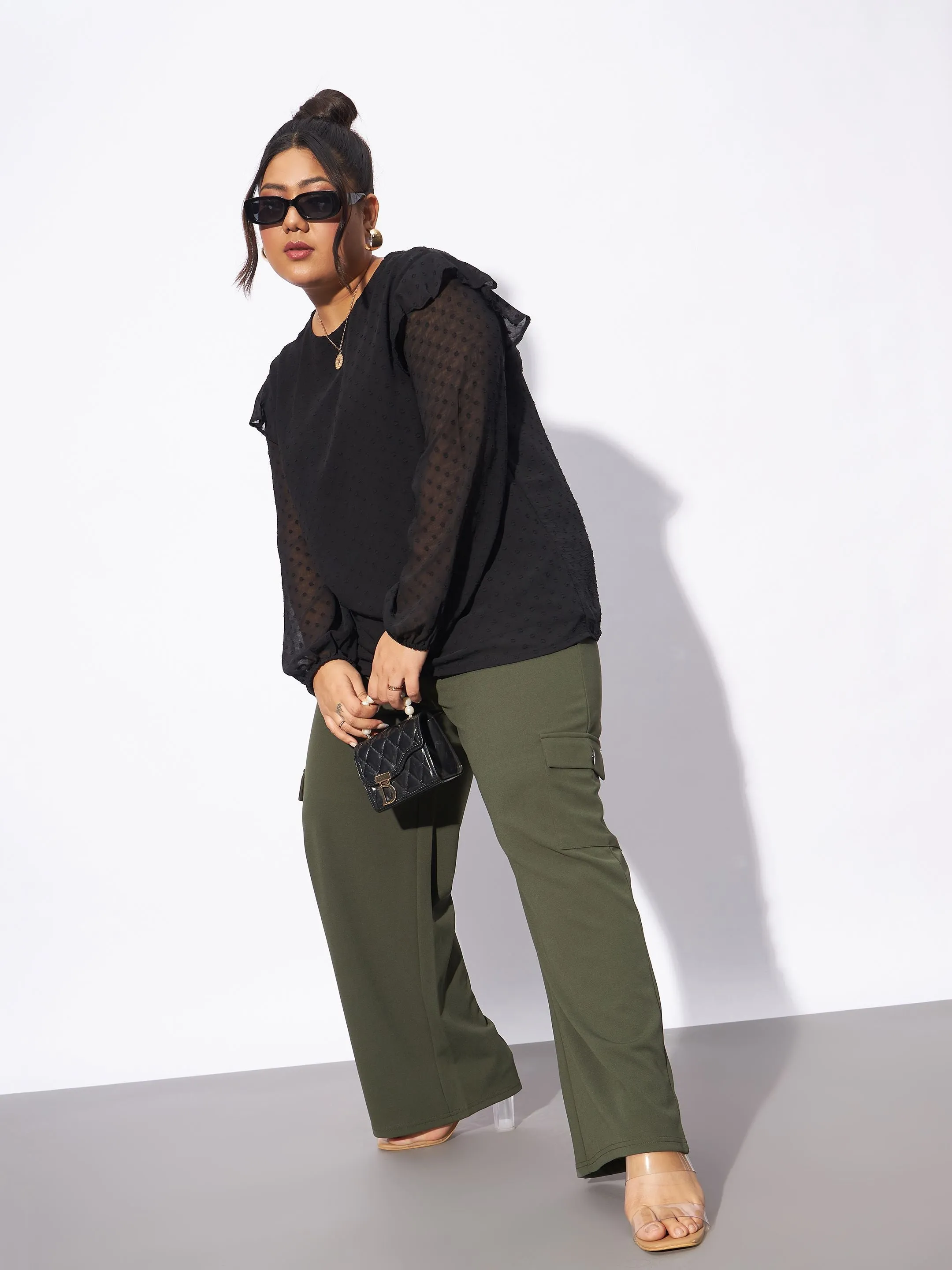 Women Olive Multi Pockets Cargo Pants