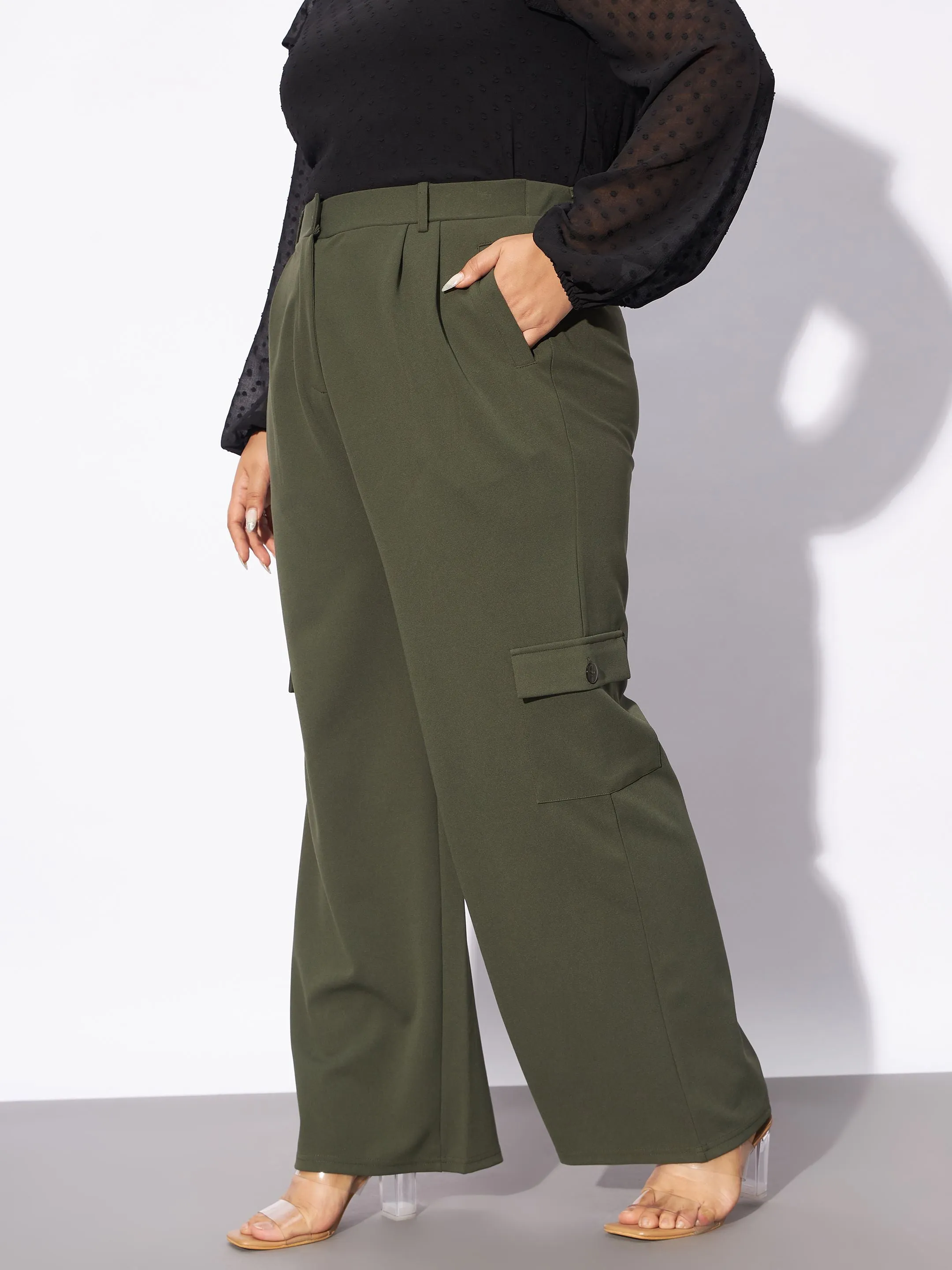 Women Olive Multi Pockets Cargo Pants
