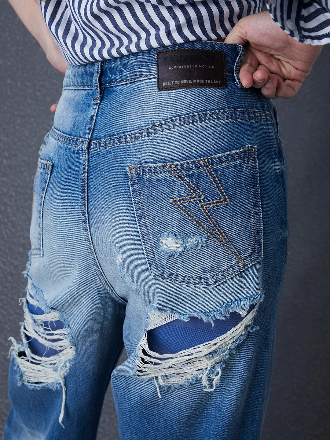 Women Wide leg High Waist Cotton Indigo Jeans