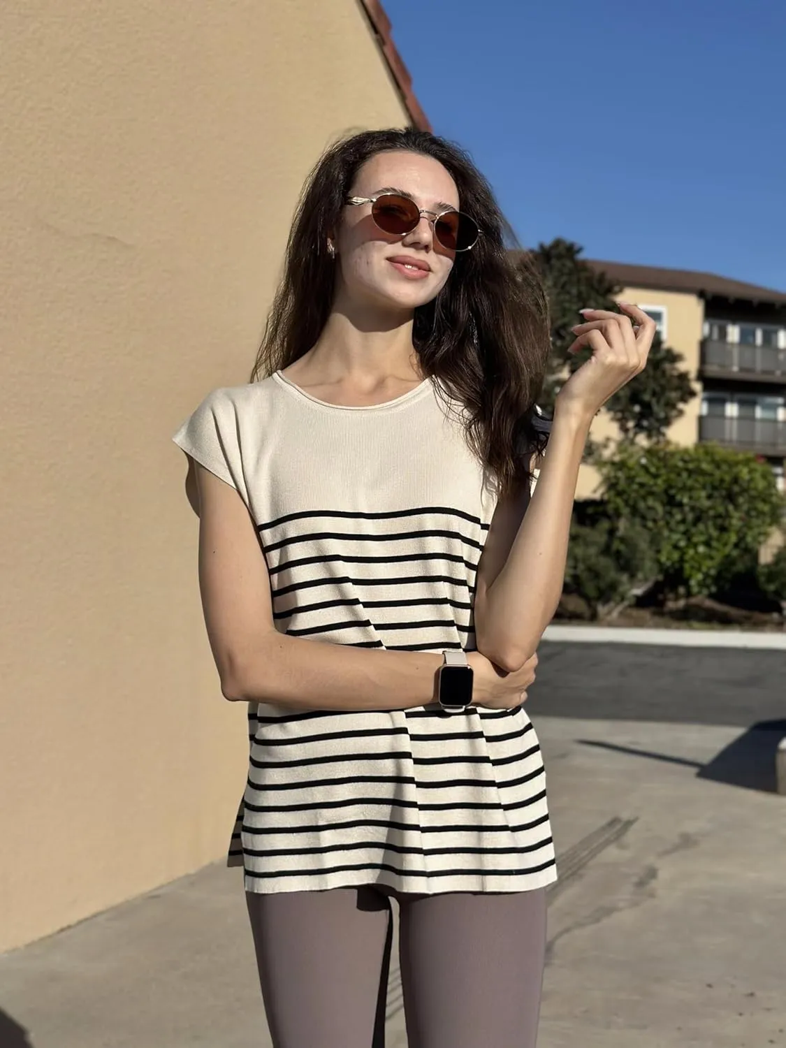 Zeagoo Short Sleeve Sweater Knit Going Out Sweater Tops