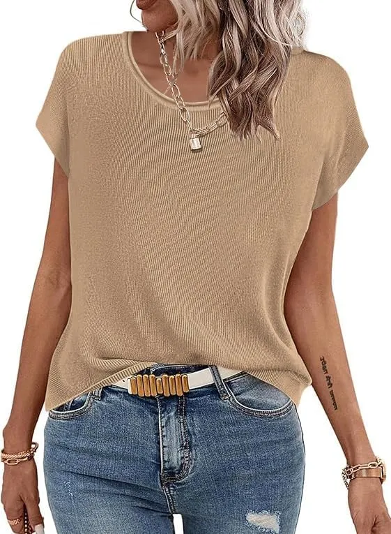 Zeagoo Short Sleeve Sweater Knit Going Out Sweater Tops