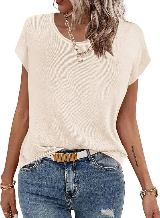 Zeagoo Short Sleeve Sweater Knit Going Out Sweater Tops