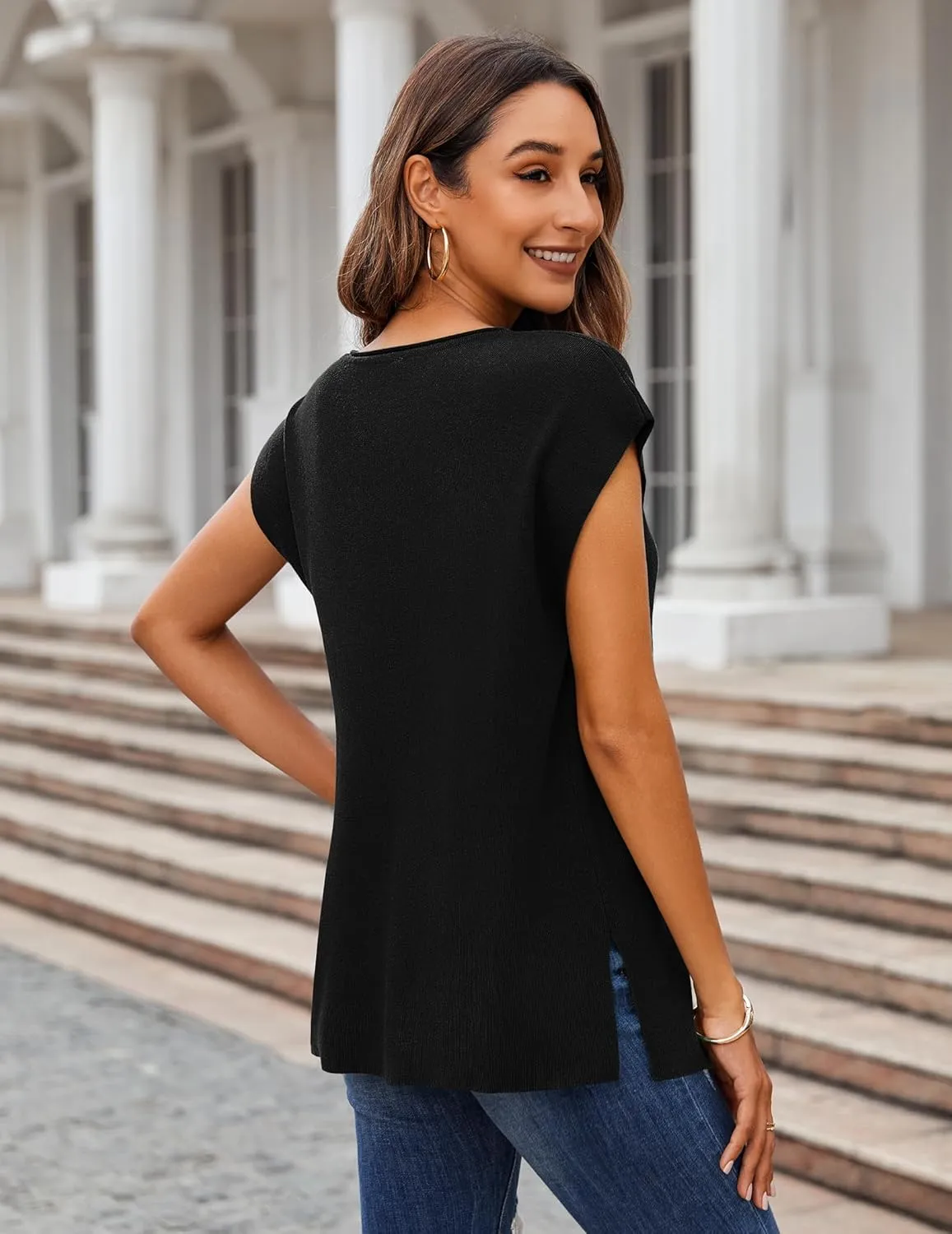Zeagoo Short Sleeve Sweater Knit Going Out Sweater Tops