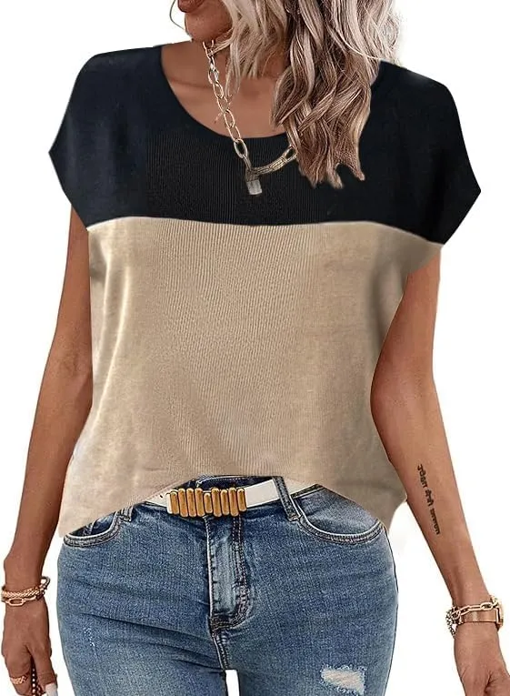 Zeagoo Short Sleeve Sweater Knit Going Out Sweater Tops