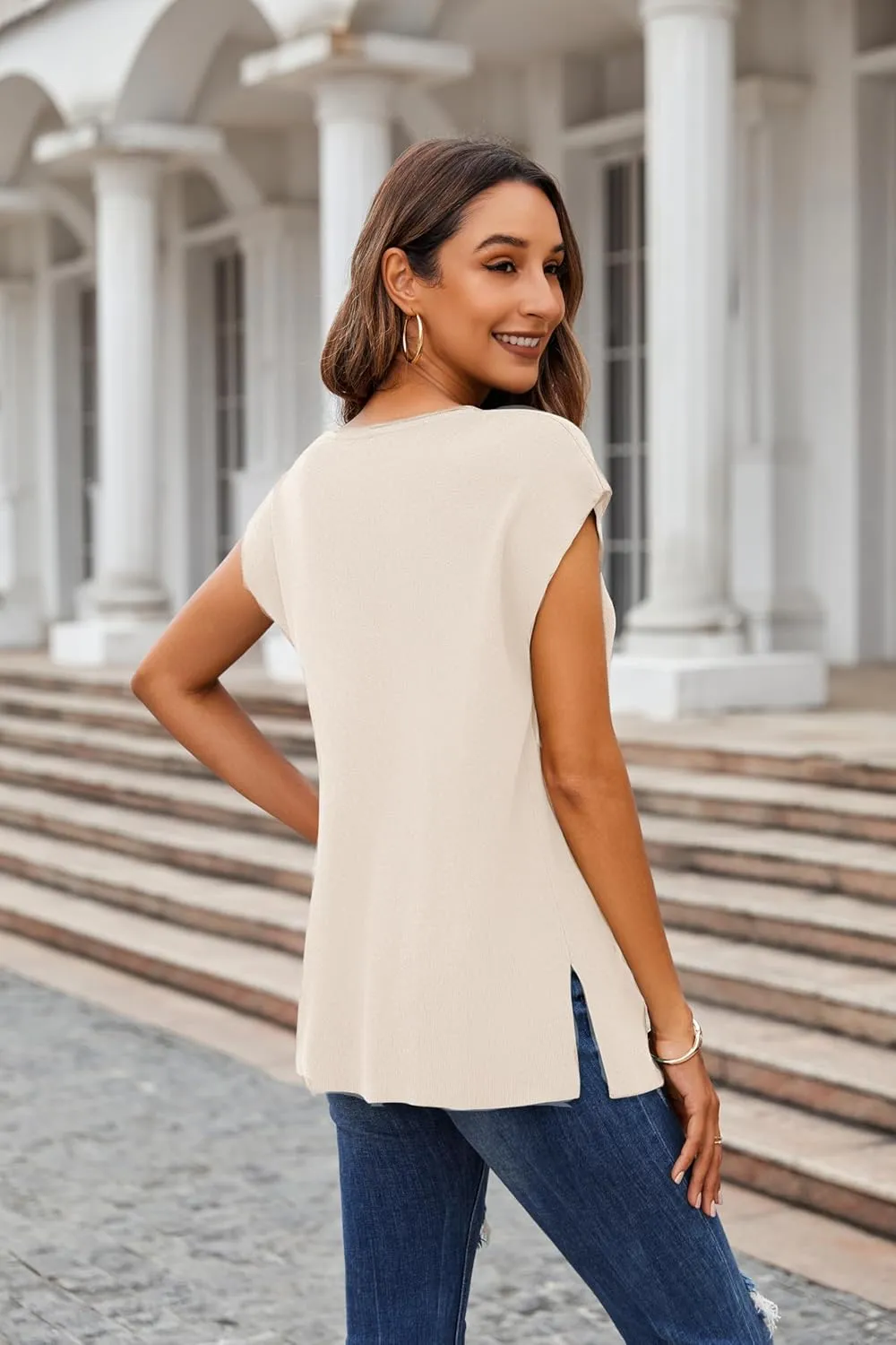 Zeagoo Short Sleeve Sweater Knit Going Out Sweater Tops