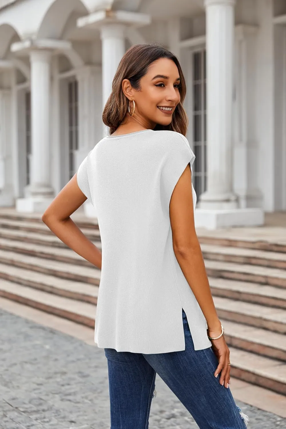 Zeagoo Short Sleeve Sweater Knit Going Out Sweater Tops