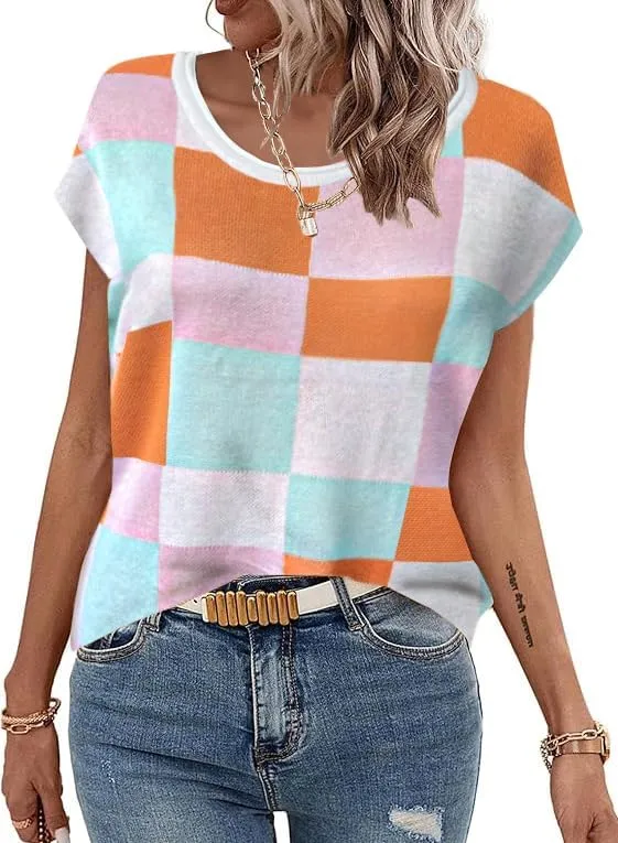 Zeagoo Short Sleeve Sweater Knit Going Out Sweater Tops